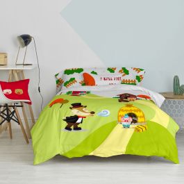 Juego de funda nórdica HappyFriday Mr Fox Piggys Multicolor Cama de 80/90 2 Piezas