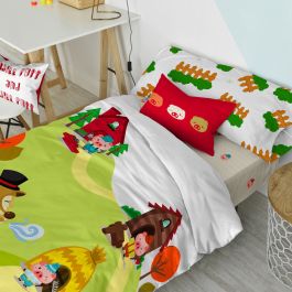 Juego de funda nórdica HappyFriday Mr Fox Piggys Multicolor Cama de 80/90 2 Piezas