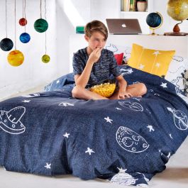 Juego de funda nórdica HappyFriday Mr Fox Starspace Multicolor Cama de 105 2 Piezas