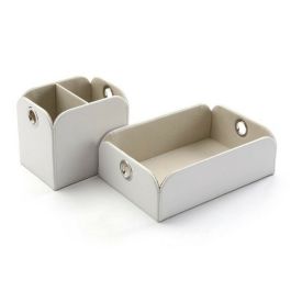 Vaciabolsillos Versa Blanco Polipiel Metal Poliéster (13 x 6,5 x 20 cm)