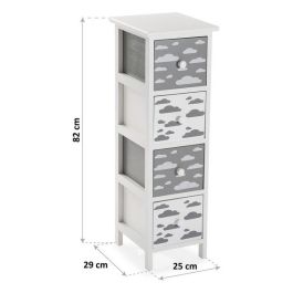 Cajonera Madera MDF Nubes 4 cajones (29 x 82 x 25 cm)
