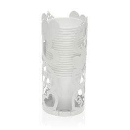 Portavasos Versa Cozy Blanco Corazones (8 x 18 x 8 cm)