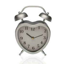 Reloj de Mesa Versa Corazón Plateado Metal (21 x 15 x 6 cm)