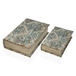 Caja Decorativa Versa Libro Lienzo Madera MDF 7 x 27 x 18 cm