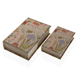 Caja Decorativa Versa Botany Libro Lienzo Madera MDF 7 x 27 x 18 cm