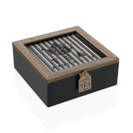 Caja para Infusiones Versa Negro Metal Madera MDF 16,5 x 16,5 x 6,5 cm