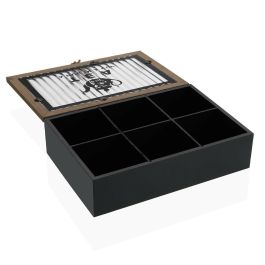 Caja para Infusiones Versa Negro Metal Madera MDF 24 x 6,5 x 16,5 cm