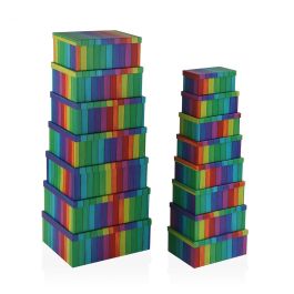Set de Cajas Organizadoras Apilables Versa Arcoíris Cartón 15 Piezas 35 x 16,5 x 43 cm