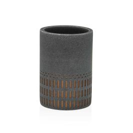 Portacepillos de Dientes Versa Astrid Gris Resina 7,3 x 10,5 x 7,3 cm