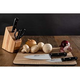 Juego de Cuchillos de Cocina y Soporte Arcos Universal Negro Acero Inoxidable Madera de caucho 5 Piezas 4 Piezas Juego de Cuchillos de Cocina y Soporte Arcos Universal Negro Acero Inoxidable Madera de caucho 5 Piezas 4 Piezas
