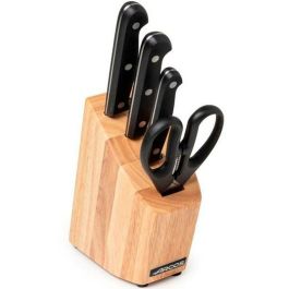 Juego de Cuchillos de Cocina y Soporte Arcos Universal Negro Acero Inoxidable Madera de caucho 5 Piezas 4 Piezas Juego de Cuchillos de Cocina y Soporte Arcos Universal Negro Acero Inoxidable Madera de caucho 5 Piezas 4 Piezas
