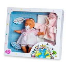 Berjuan Muñeca Llorona Trousseau 28cm con Sonido y Pilas LR44 Incluidas, Vestido, Chaqueta y Chupete