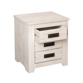 Mesita de Noche Alexandra House Living Blanco Metal Madera de pino 43 x 50 x 32 cm 3 cajones