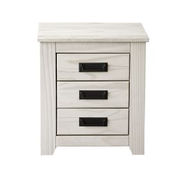 Mesita de Noche Alexandra House Living Blanco Metal Madera de pino 43 x 50 x 32 cm 3 cajones