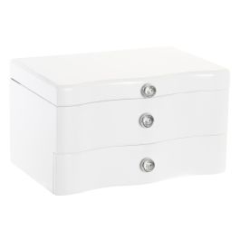 DKD Home Decor Joyero Romántico Blanco y Gris de Mdf y Terciopelo con Espejo y 1 Cajón 20x14x12 cm Pack de 2 Unidades