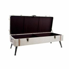 DKD Home Decor Descalzadora Loft para Dormitorio o Salón Beige, Tapizada en Lino y MDF, Dimensiones 122x47x43 cm