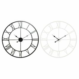 Reloj de Pared DKD Home Decor Negro Metal 80 x 3 x 80 cm Blanco (2 Unidades)