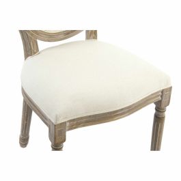 DKD Home Decor Silla de Comedor Tradicional Versailles, Set de 2, Lino Algodón Beige Natural, 96x48x46 cm