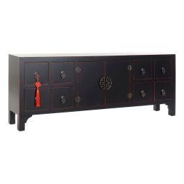 Mueble de TV DKD Home Decor Negro Multicolor Madera Abeto Madera MDF 130 x 24 x 51 cm
