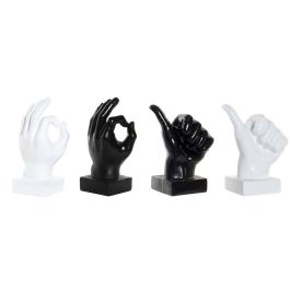 Figura Decorativa DKD Home Decor Blanco Negro Multicolor Mano 14 x 9 x 21 cm (4 Unidades)