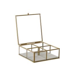 Caja-Joyero DKD Home Decor Verde Gris claro Metal Cristal 15 x 15 x 5,5 cm (2 Unidades)