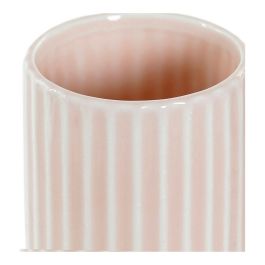 Portacepillos de Dientes DKD Home Decor Rosa Plástico Gres 7,2 x 7,2 x 11,5 cm