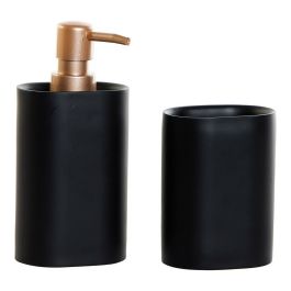 Set de Baño DKD Home Decor Negro Dorado PVC Resina Glam 8,5 x 6 x 18 cm (2 Unidades) Precio: 19.94999963. SKU: S3016230