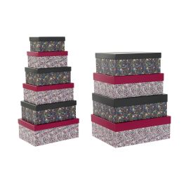 Set de Cajas Organizadoras Apilables DKD Home Decor Cuadrado Flores Cartón Precio: 50.49999977. SKU: S3027947