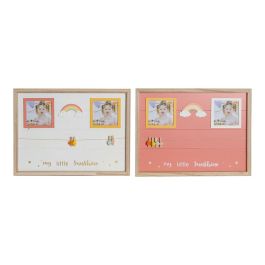 Cuadro Portafotos con Pinzas DKD Home Decor Madera MDF Infantil Arcoíris 42 x 2 x 32 cm (2 Unidades)