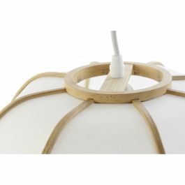 DKD Home Decor Lámpara de Techo Oriental Bambú Poliéster Natural y Blanco 34x34x21 cm E27 50W (2 Unidades)