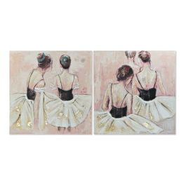 Cuadro DKD Home Decor Dancers 100 x 3,5 x 100 cm Bailarina Ballet Romántico (2 Unidades)