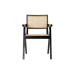 DKD Home Decor Silla Horeca Olmo Ratán Rejilla Negro Natural 60x86x56.5 cm Altura Asiento 42 cm (2 Unidades)