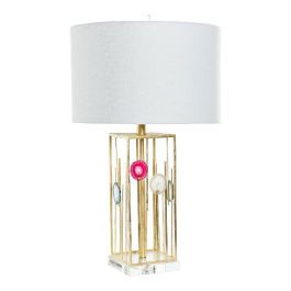 Lámpara de mesa DKD Home Decor Blanco Poliéster Metal Cristal 220 V Dorado 60 W (41 x 41 x 72 cm) Precio: 107.08137. SKU: S3014561