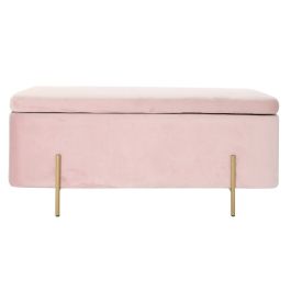 Banqueta DKD Home Decor Rosa Dorado Metal Poliéster Terciopelo (110 x 44 x 44 cm) Banqueta DKD Home Decor Rosa Dorado Metal Poliéster Terciopelo (110 x 44 x 44 cm)