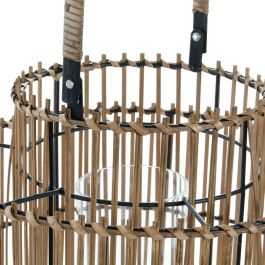 Portavelas DKD Home Decor Metal Bambú (30 x 30 x 32 cm)