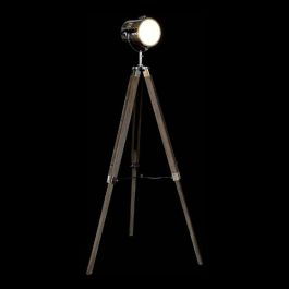 Lámpara de Pie DKD Home Decor Metal Madera Plata Marrón claro Trípode (66 x 66 x 142 cm)