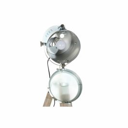 Lámpara de Pie DKD Home Decor Metal Madera Plata Marrón claro Trípode (66 x 66 x 142 cm)
