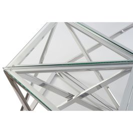 Mesa de Centro DKD Home Decor Plateado Cristal Acero Plástico 137,5 x 120,5 x 46 cm