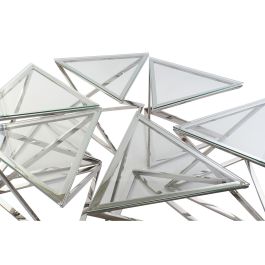Mesa de Centro DKD Home Decor Plateado Cristal Acero Plástico 137,5 x 120,5 x 46 cm