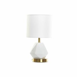 Lámpara de mesa DKD Home Decor Blanco Poliéster Metal Cerámica 220 V Dorado 50 W (20 x 20 x 37 cm)