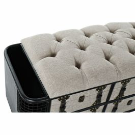 Banqueta DKD Home Decor 120 x 40 x 50 cm Negro Beige Metal Poliuretano