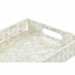 Bandeja de Aperitivos DKD Home Decor Mosaico Blanco Nácar 30 x 20 x 4 cm Boho