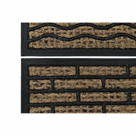 Felpudo DKD Home Decor Marrón Negro Goma Fibra (2 pcs) (60 x 40 x 0.2 cm)