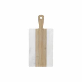 Tabla de cortar DKD Home Decor Blanco Natural Bambú Mármol Plástico Rectangular 38 x 18 x 1 cm