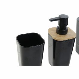 Set de Baño DKD Home Decor Negro Natural Bambú Aluminio Poliestireno 11,5 x 11,5 x 38 cm