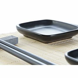 Set de Sushi DKD Home Decor Negro Natural Metal Bambú Gres Oriental 30 x 40 cm 27,8 x 17,8 x 3 cm (7 Piezas) (27,8 x 17,8 x 3 cm