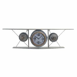 Reloj de Pared DKD Home Decor Cristal Hierro Avión Madera MDF Gris oscuro (120 x 21 x 33.5 cm)