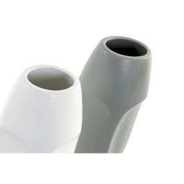 Jarrón DKD Home Decor Blanco Gris Cerámica Plástico Cara 11 x 11 x 26,8 cm (2 Unidades)