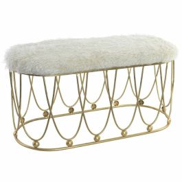 Banqueta DKD Home Decor Dorado Metal Poliéster Terciopelo Blanco (91 x 40 x 46 cm) Banqueta DKD Home Decor Dorado Metal Poliéster Terciopelo Blanco (91 x 40 x 46 cm)