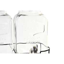 Dispensador de bebidas DKD Home Decor 2 x 4 L Cristal Transparente Hierro